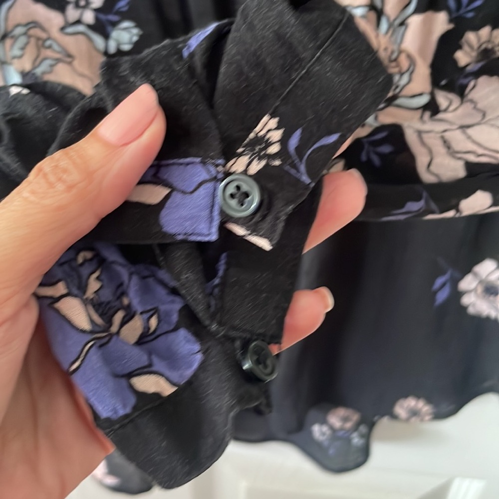 Floral Anthropologie Cloth & Stone Long Sleeve Button Down Blouse Pockets - Picture 7 of 14